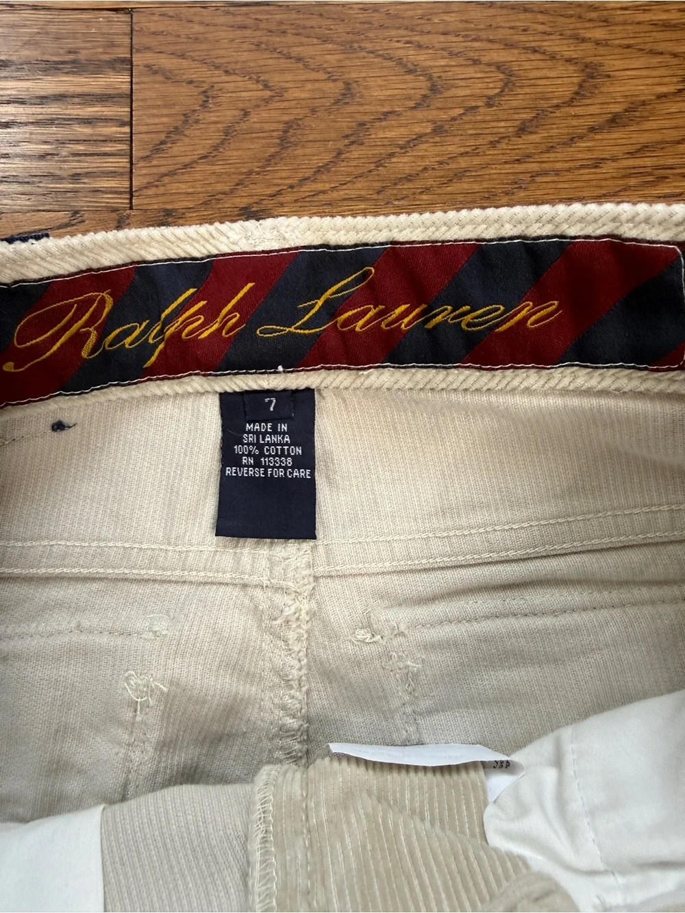 NWT Vintage Y2K Ralph Lauren Girls Low Rise Flare Cream Corduroy Trousers Sz 7